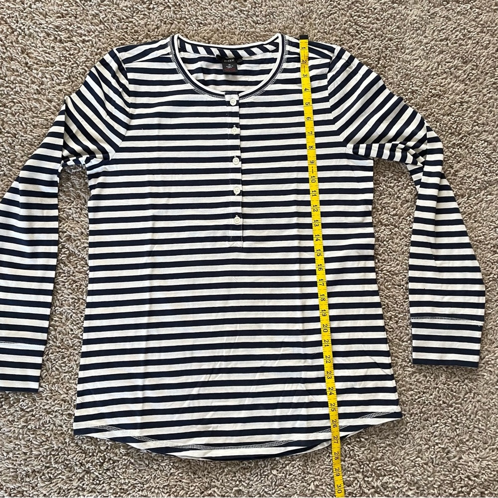 J Crew Sleep Shirt Navy White Stripe Size Medium - Picture 6 of 9